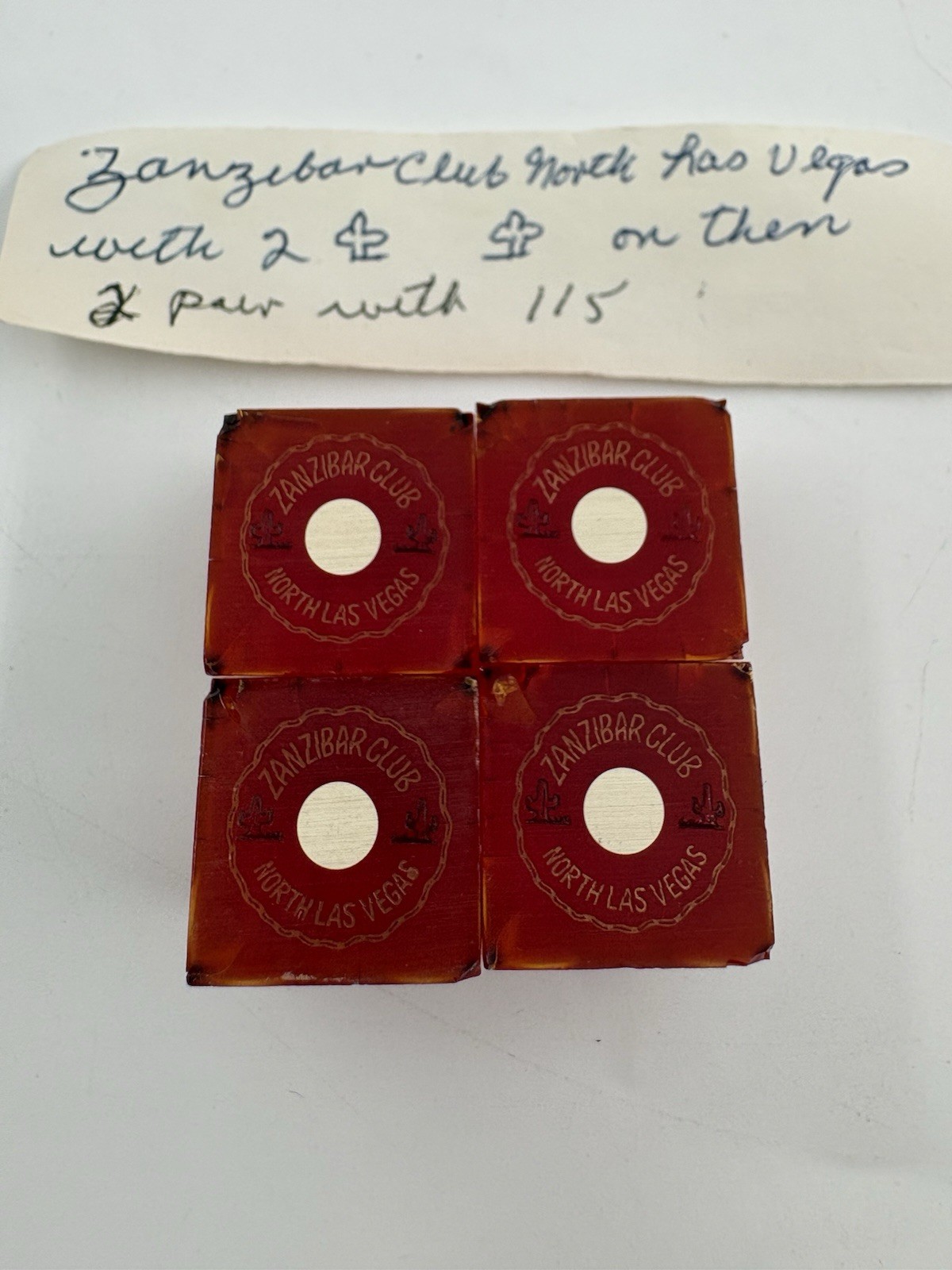 Rare Zanzibar Casino North Las Vegas Set Of 4 Dice. Crystallization Damage, Read