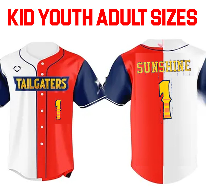 sunshine 1 Texas Tailgaters RED WHITE Jersey All sizes VDF264