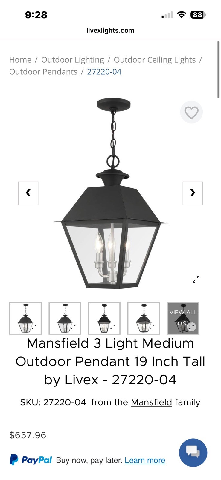 LIVEX Lighting 27220-04 New In Box Hanging Light outdoor/indoor LED decorative