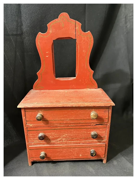 Antique Wooden Doll Vanity Dresser 16 3/4\ Antique Wooden Doll Vanity Dresser 16 3/4\