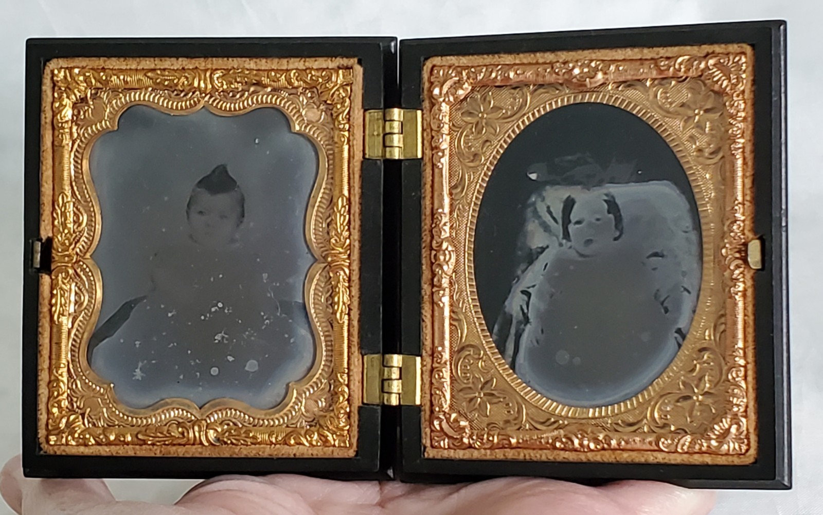 Thermoplastic Union Case 9th Plate 2-81 Ambrotype Baby Babies Names & Hair 1860