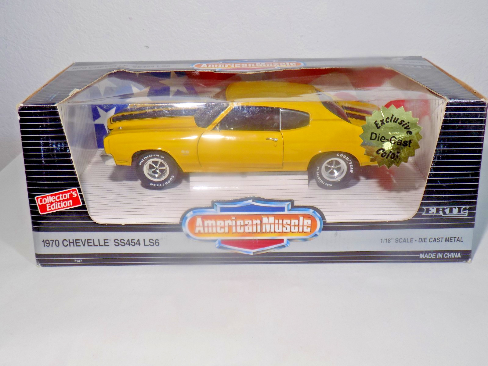1998 ERTL 7147 '70 Chevelle SS454 LS6 Yellow/Black 1:18 Die Cast-New In BOX