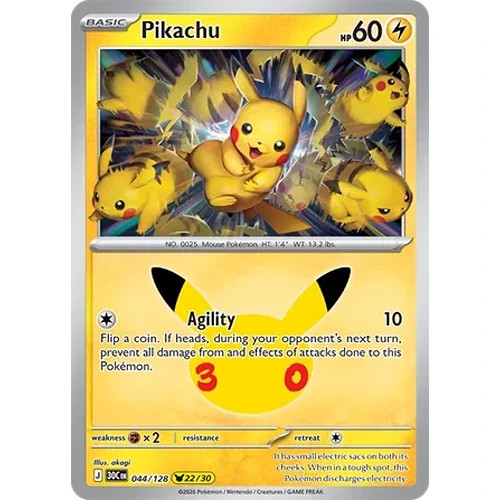 Pikachu 044/128 30th Celebration Holo Pikachu 044/128 30th Celebration Holo