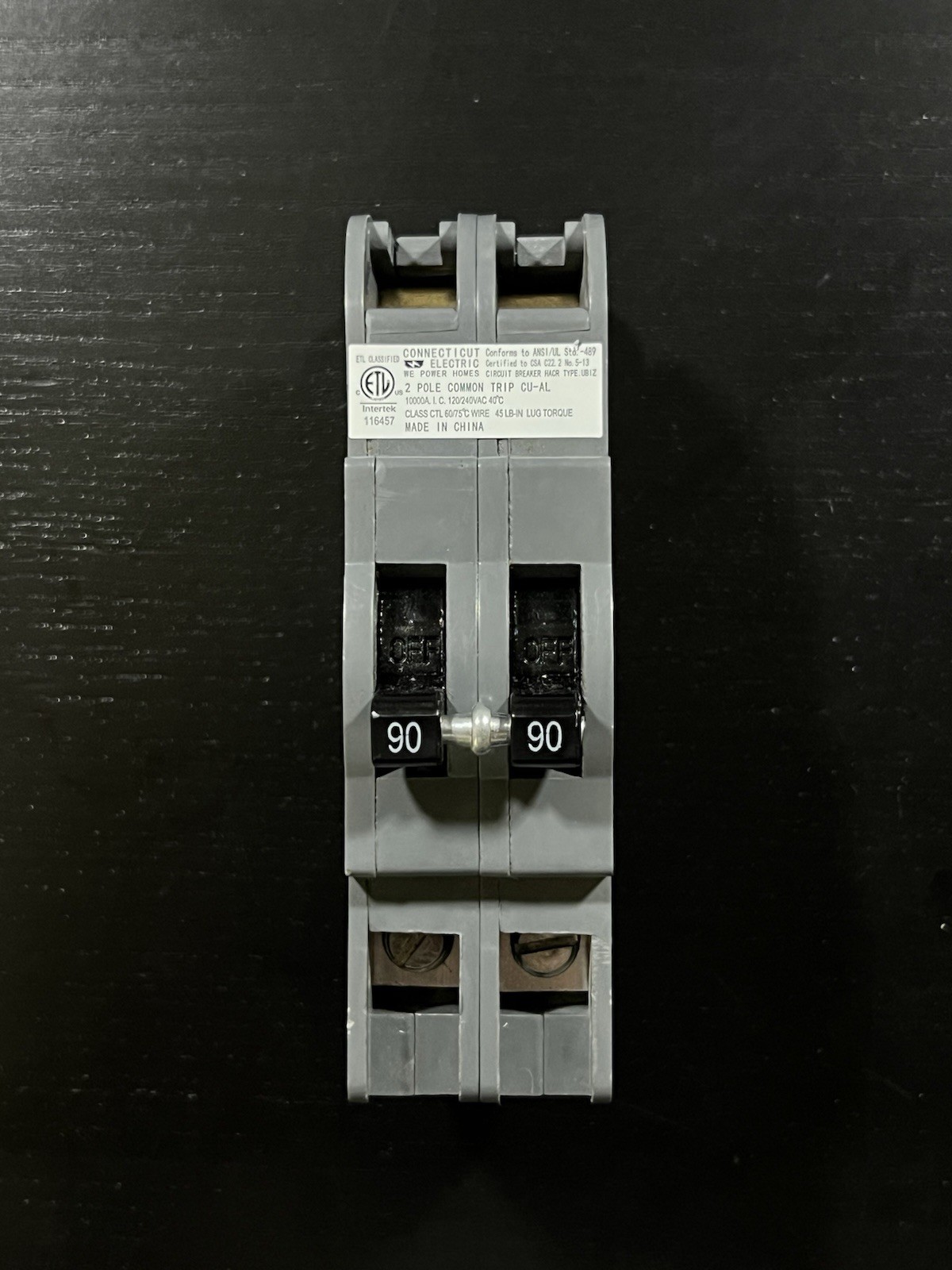 Zinsco Bolt-On Thick 90 Amp 2 in. 2-Pole UBI Type QCB Circuit Breaker UBIZ290B