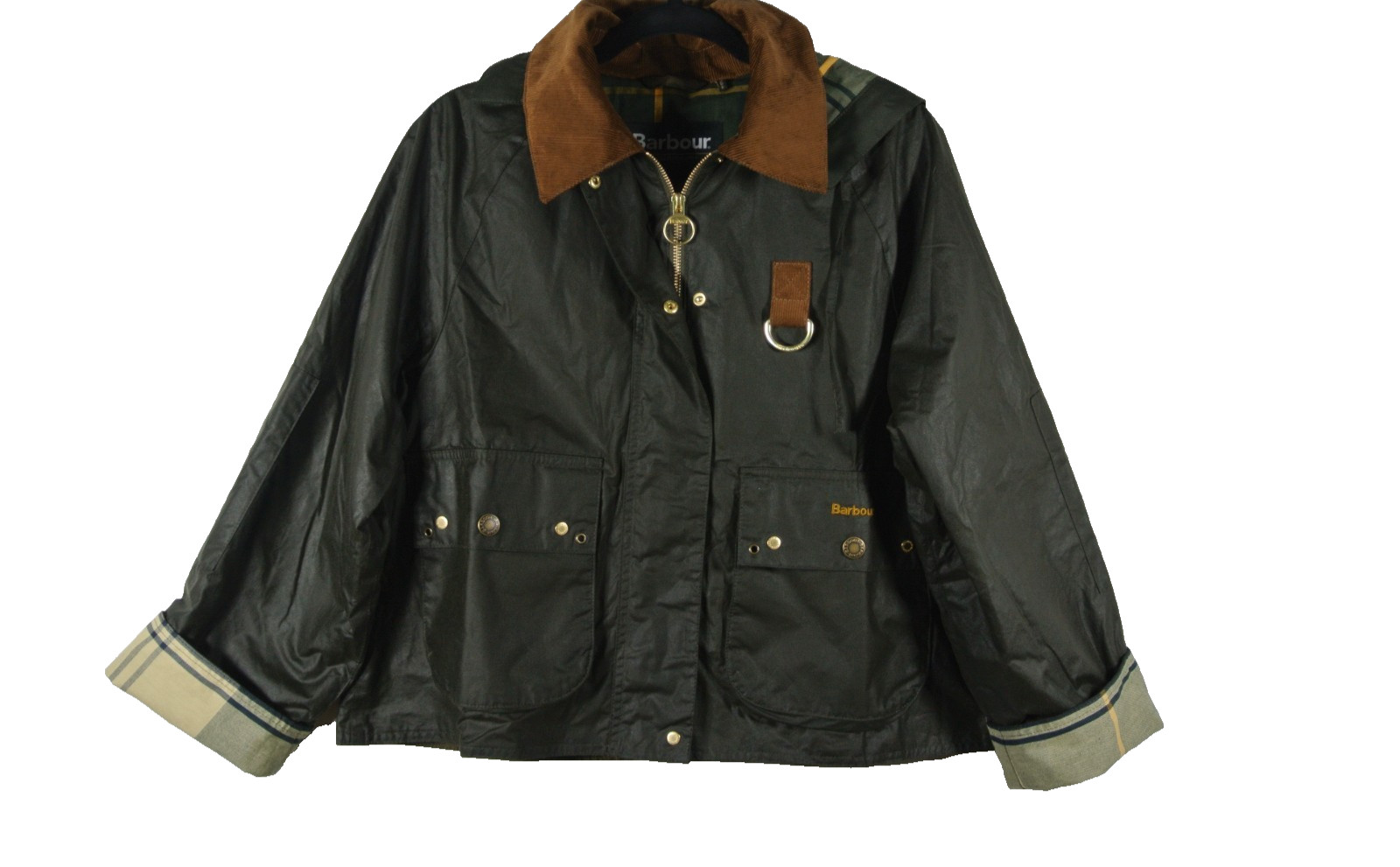 NEW,  BARBOUR Women\'s Erma Wax Jacket in Archive Olive/Ancient Tartan 6  #WAX331