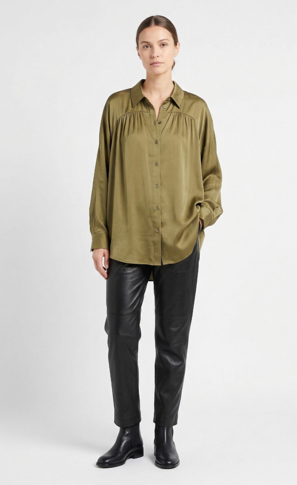 Current Air Anthropologie Blouse Tunic Shirt Top L XL Satin Oversized Fairycore