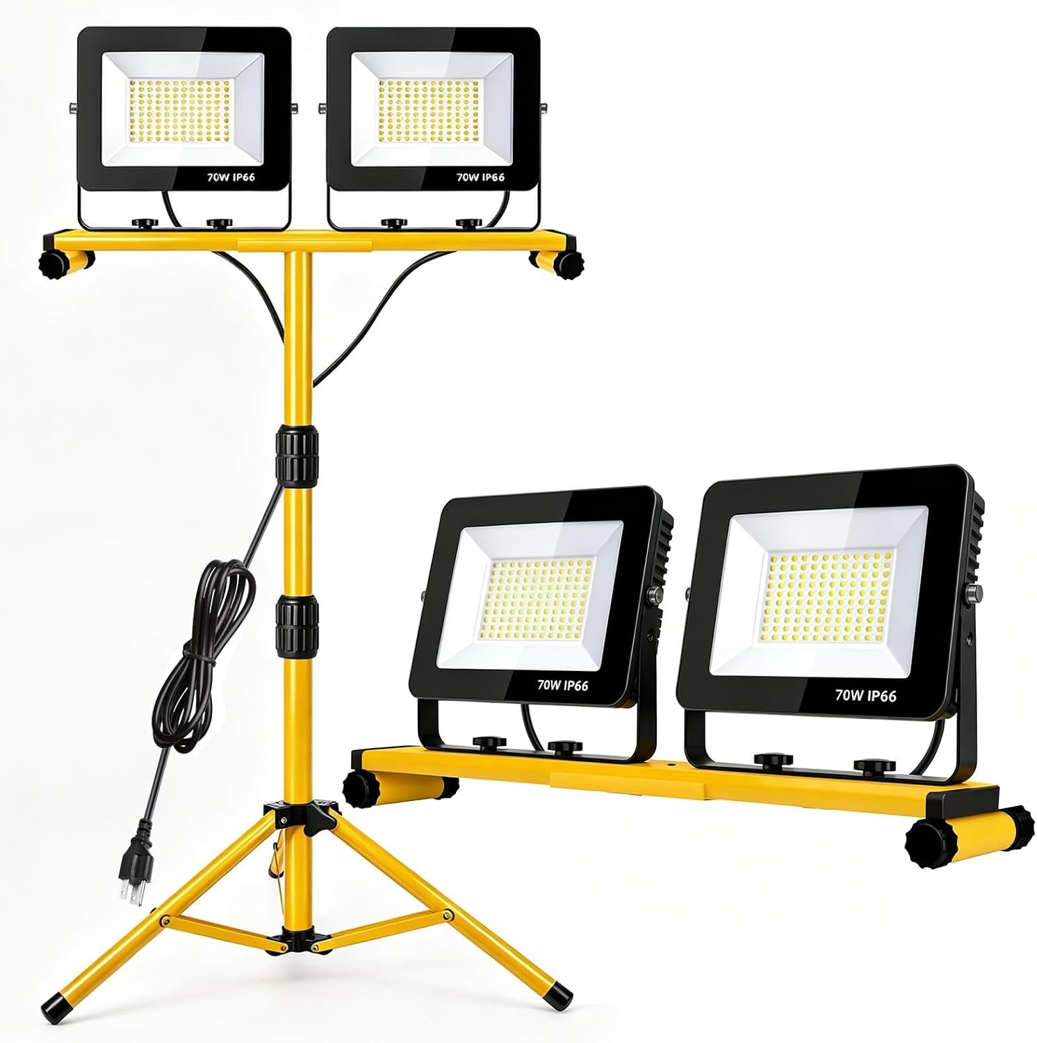 LED Work Lights with Stand, 14000 Lumen, 2-Head Adjustable Work Light