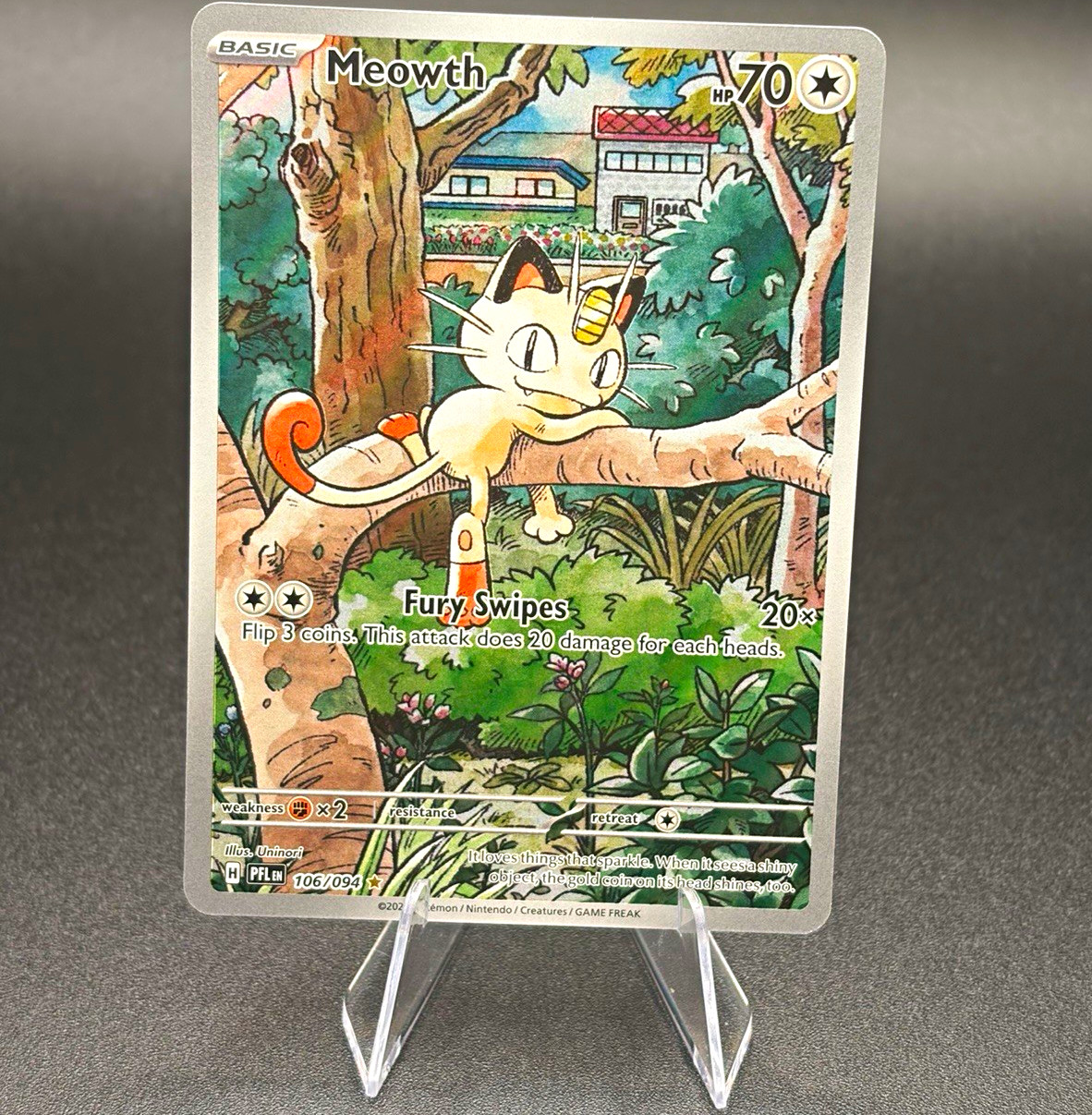 2025 Pokemon Meowth 106/094 Illustration Rare IR Phantasmal Flames English 2025 Pokemon Meowth 106/094 Illustration Rare IR Phantasmal Flames English