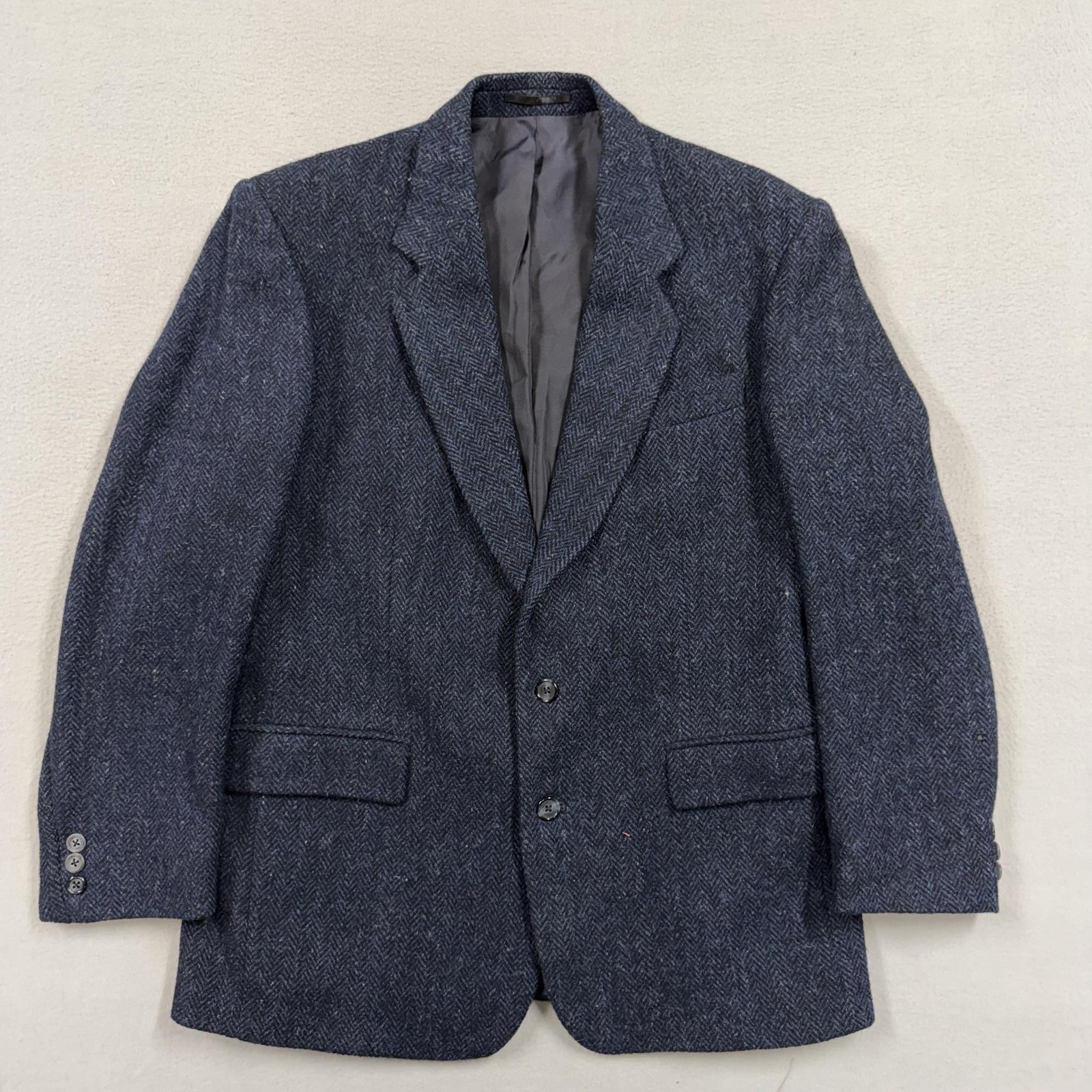 Woozy Blazer Mens 38 Gray Harris Tweed Herringbone Wool Sport Coat Jacket