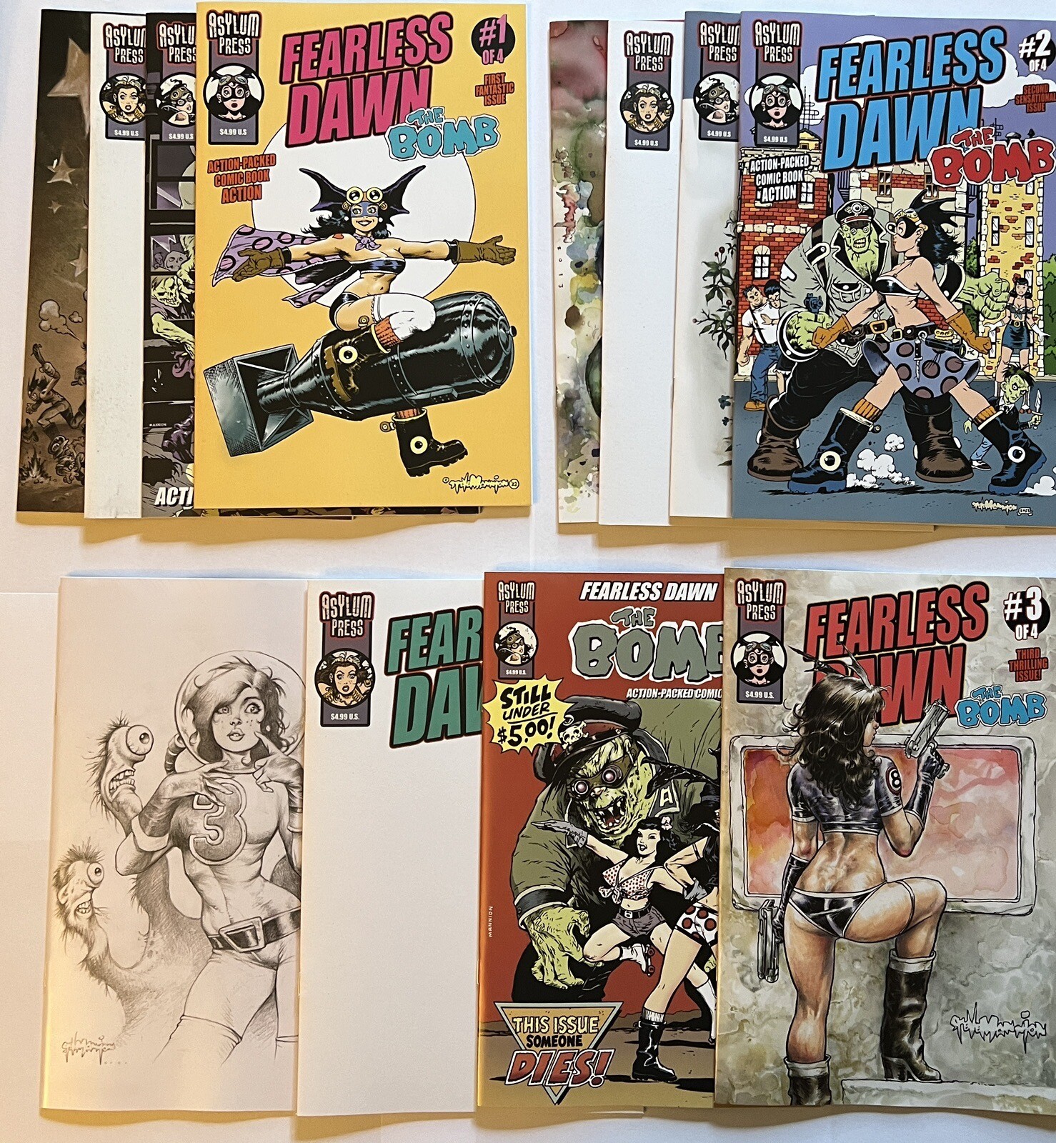 Fearless Dawn: The Bomb #1-4 A-D Lot Asylum Press 2023 NM-Steve Mannion Comics