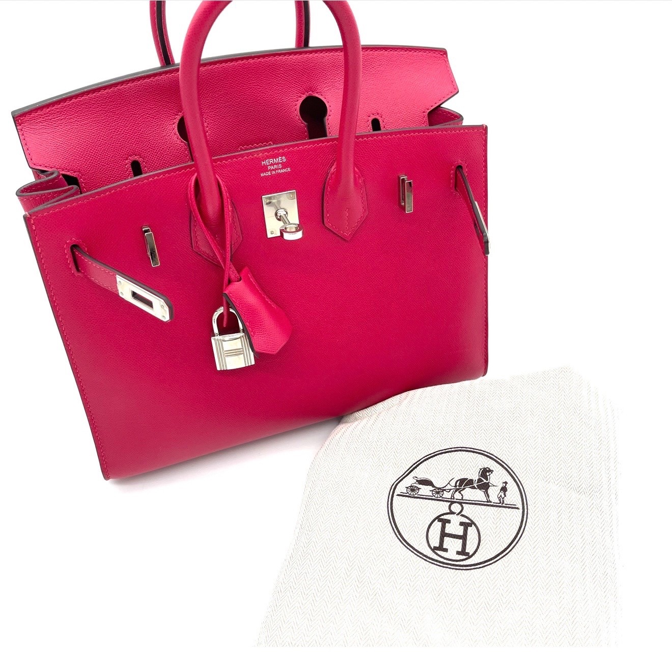Hermès Birkin 25 Rose Tyrien Epsom Leather palladium hardware store Hermès Birkin 25 Rose Tyrien Epsom Leather palladium hardware store