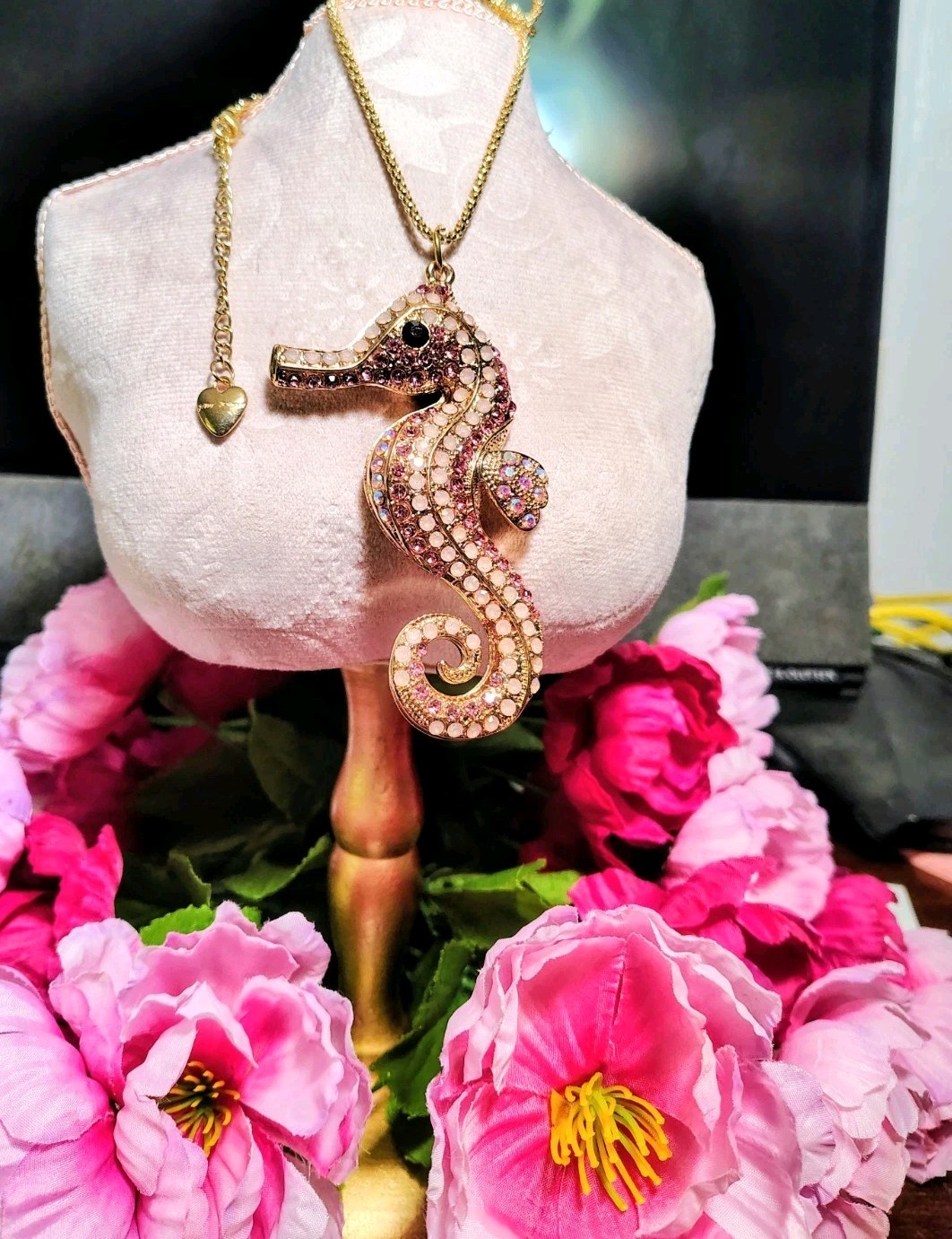 Betsey Johnson Pink Rhinestone Seahorse Necklace Betsey Johnson Pink Rhinestone Seahorse Necklace