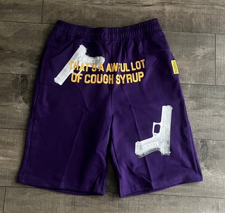 That\'s a Awful Lot of Cough Syrup Glock Shorts- Purple Size L