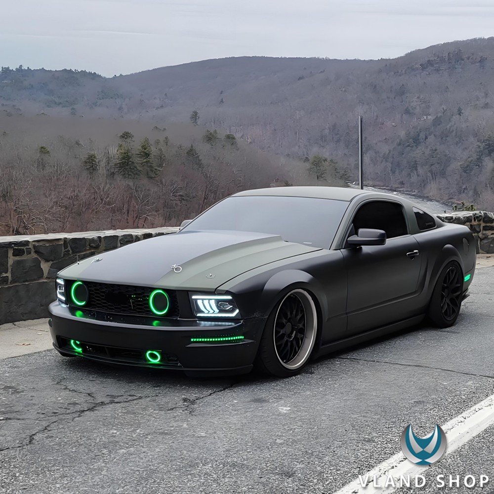 Fit For 2005-2009 Ford Mustang Projector Full LED Headlights Front Lamp Assembly