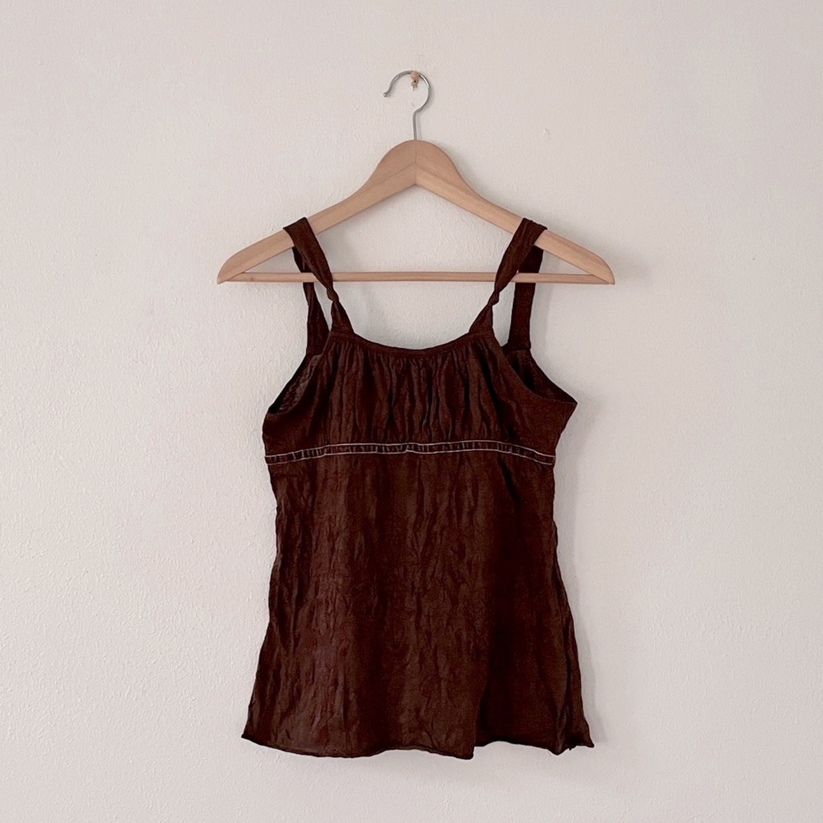 Babydoll Tank Top Xhilaration Y2K Velvet Trim Brown Baby Doll 2010\'s