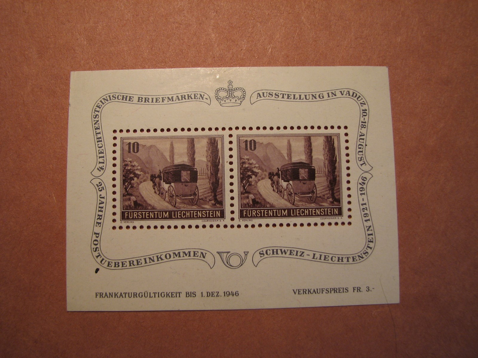 Liechtenstien Stamp Scott# B18 Post Coach 1946 MH C53