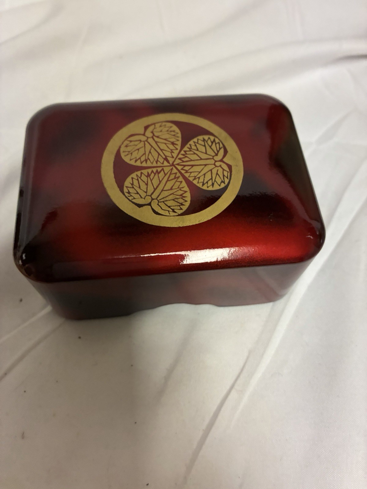 Vintage Japanese Trinket Box Black And Red Laquer