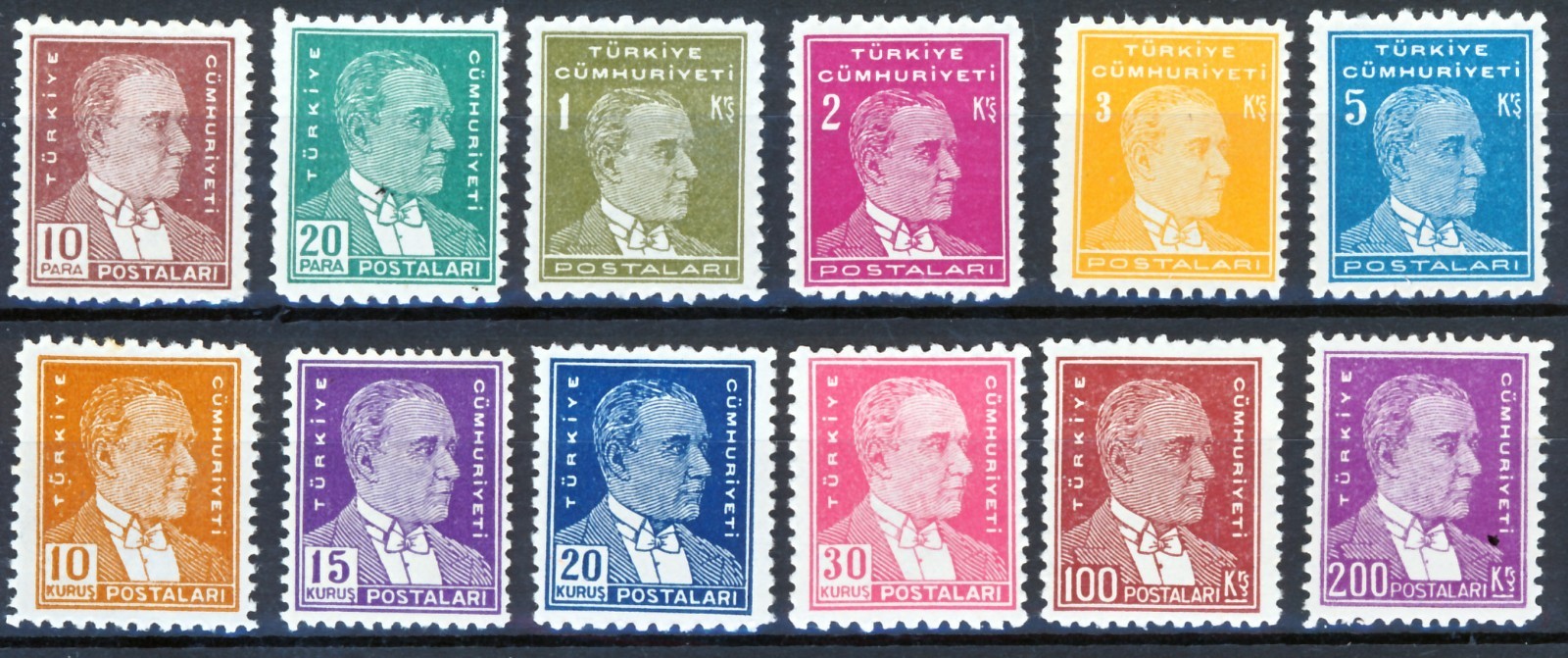 TURKEY/TURKEY 1950/1951 ATATURK (5°) SET OF 12v***Thick Paper, Superb MNH