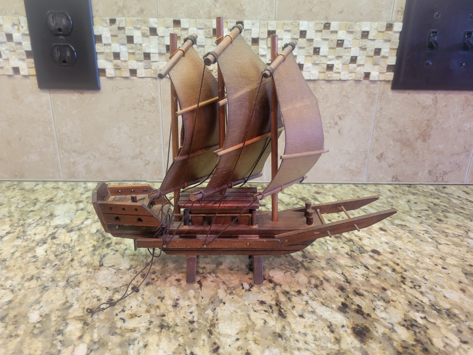 Vintage Wooden  Model Ship 