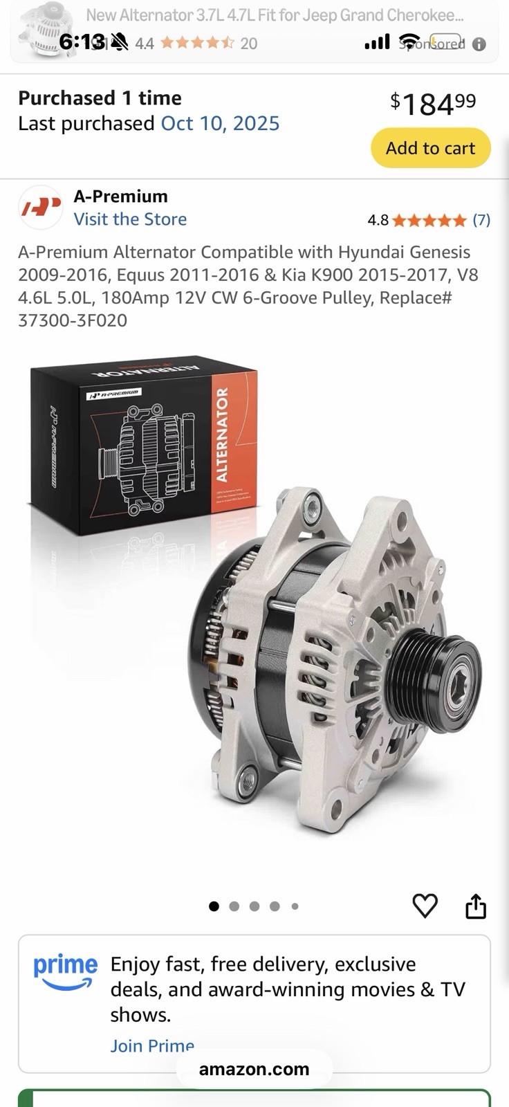 NEW A-Premium Alternator Fits Hyundai Genesis 4.6 5.0 Equus Kia K900 180A NEW A-Premium Alternator Fits Hyundai Genesis 4.6 5.0 Equus Kia K900 180A