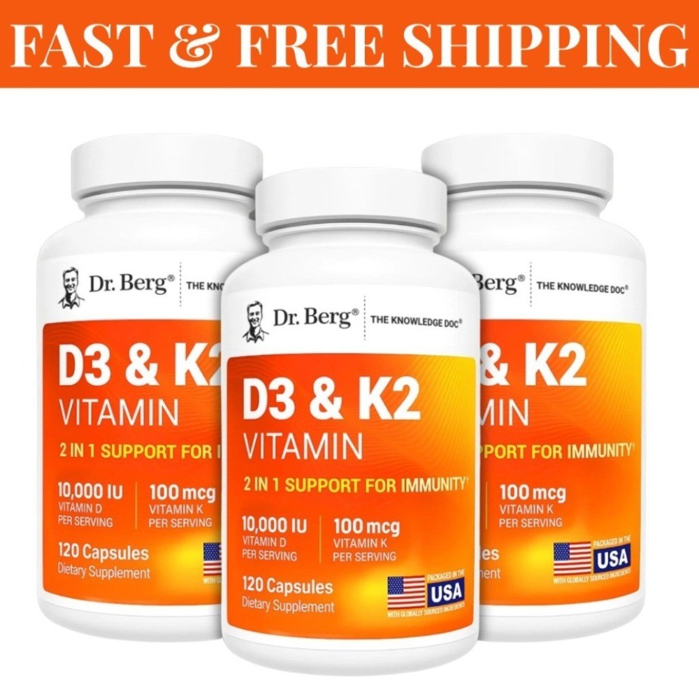 Dr. Berg’s Nutritionals Vitamin D3 & K2 Supplement, 100mg, Supports Bone Dr. Berg’s Nutritionals Vitamin D3 & K2 Supplement, 100mg, Supports Bone