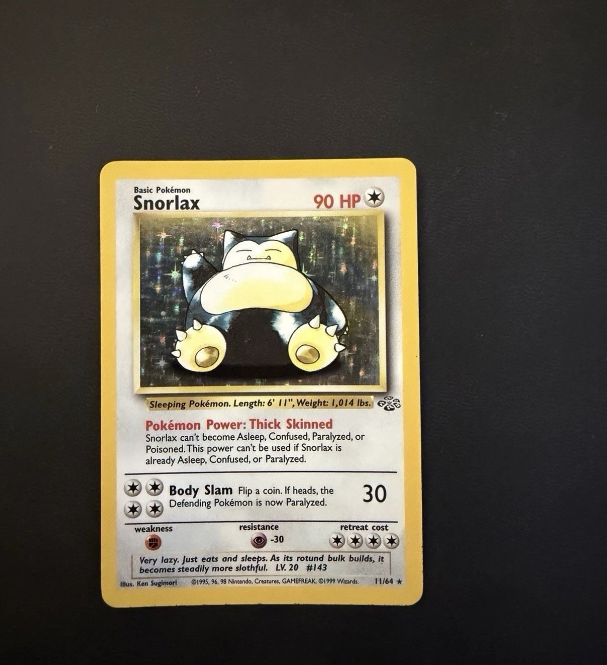 1999 Pokemon Jungle Snorlax Holo 11/64 Unlimited LP Lightly Played WOTC