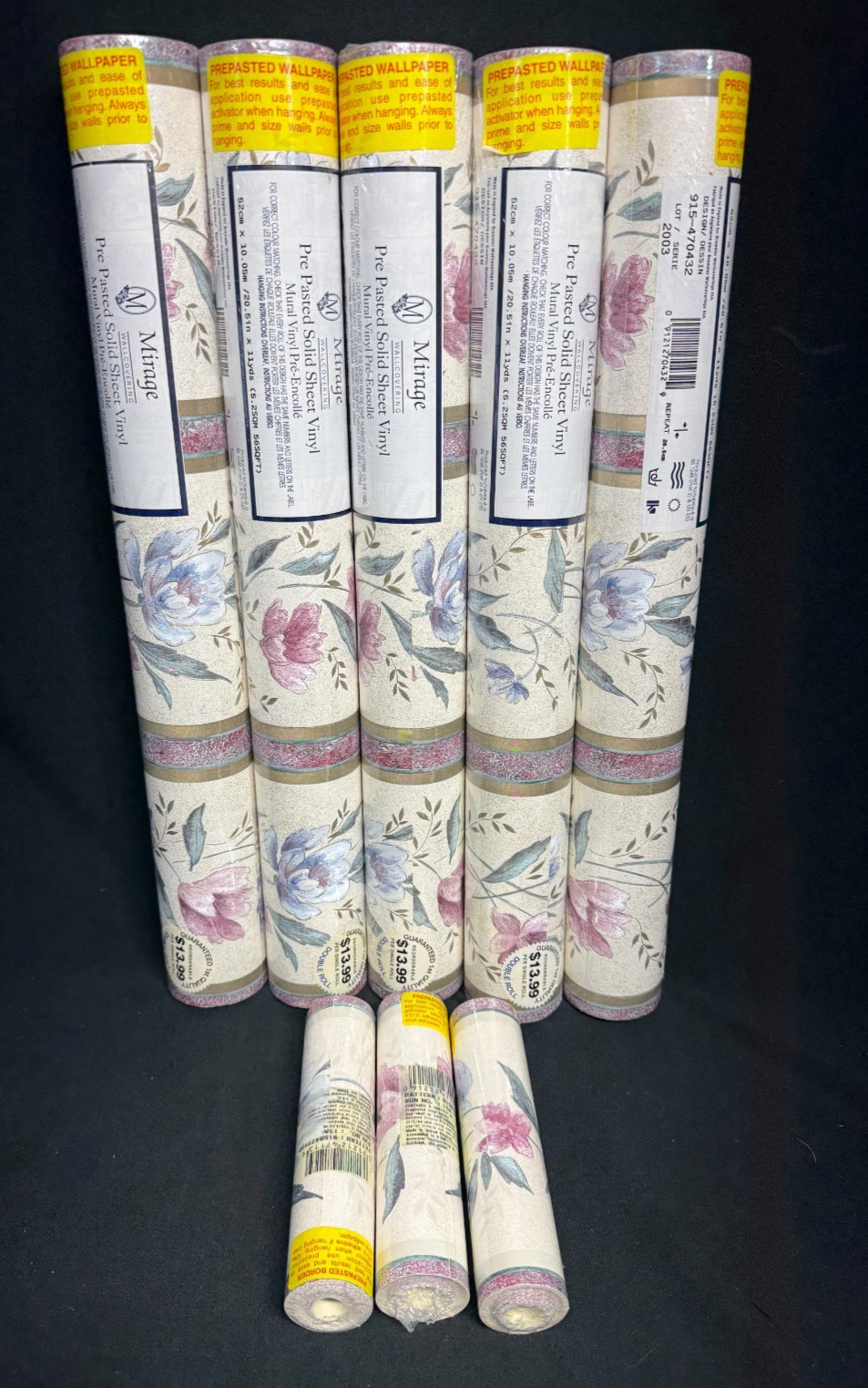 Sealed Vintage Mirage Brewster Floral Wallpaper 5 Double Rolls & 3 Border Rolls Sealed Vintage Mirage Brewster Floral Wallpaper 5 Double Rolls & 3 Border Rolls