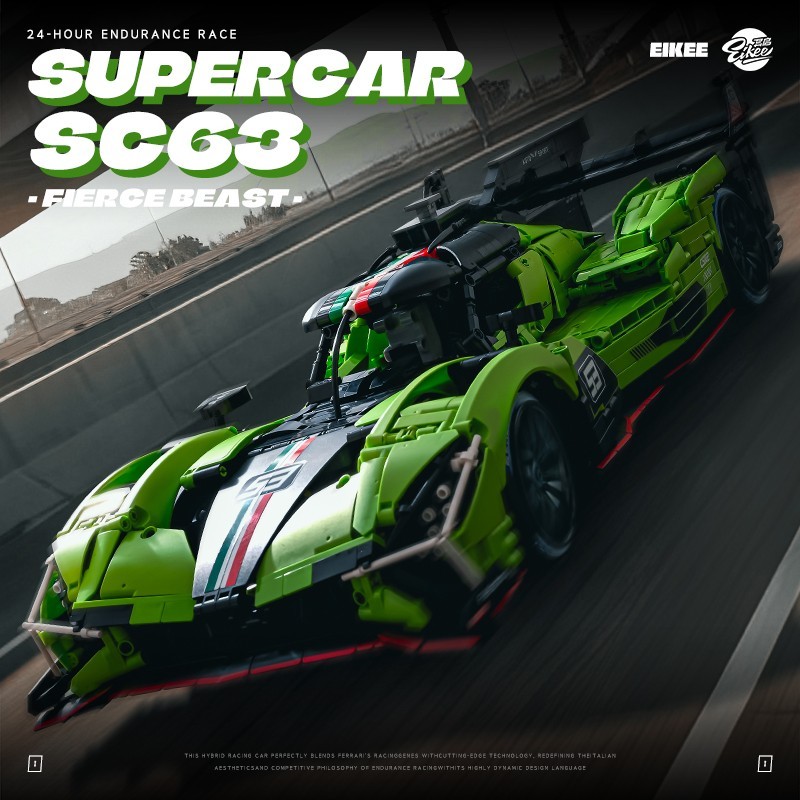 3771PCS MOC Lamborghini SC63 WEC & IMSA Championship Race Car Building Blocks