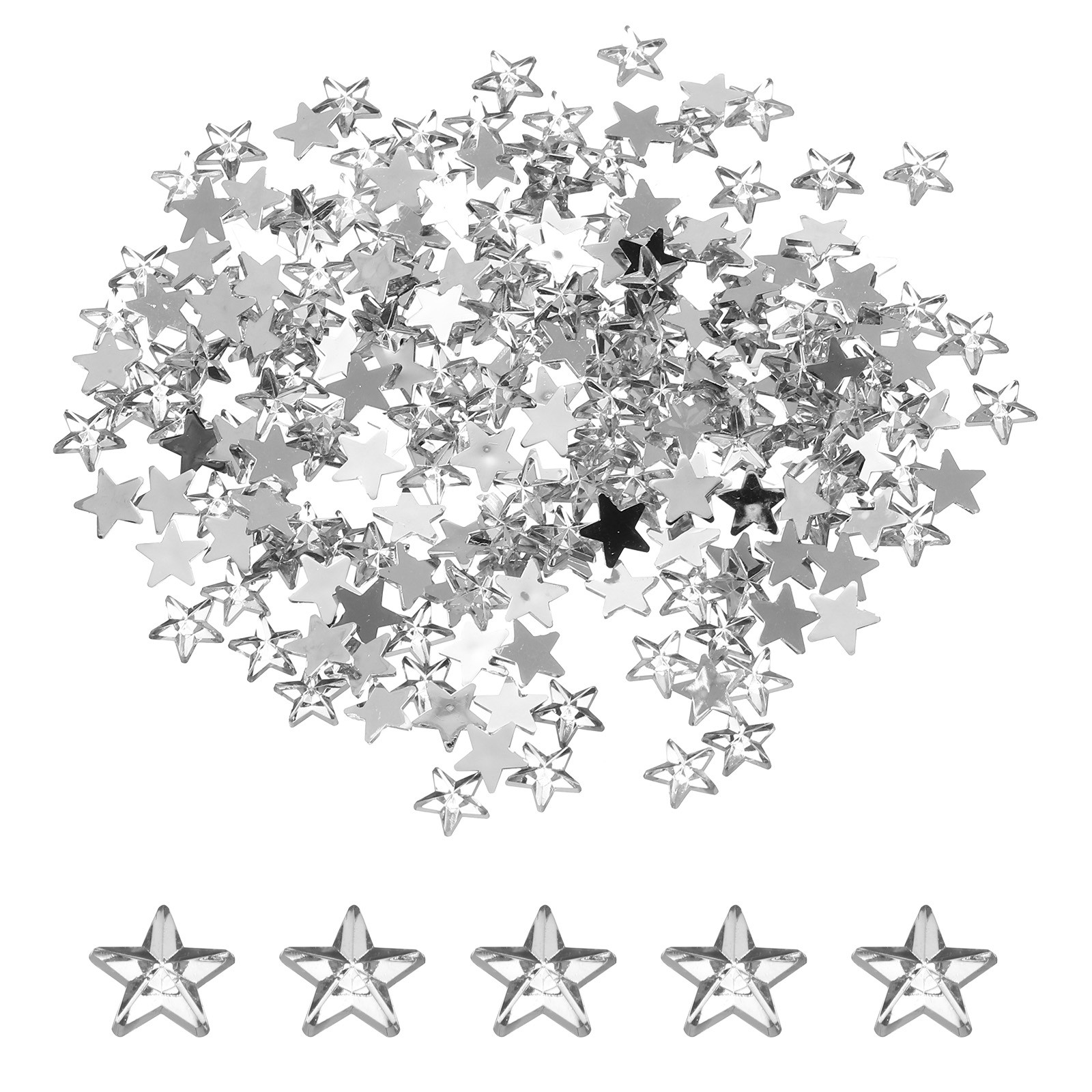 200 PCS Acrylic Star Rhinestone 6x6mm Flat Back White