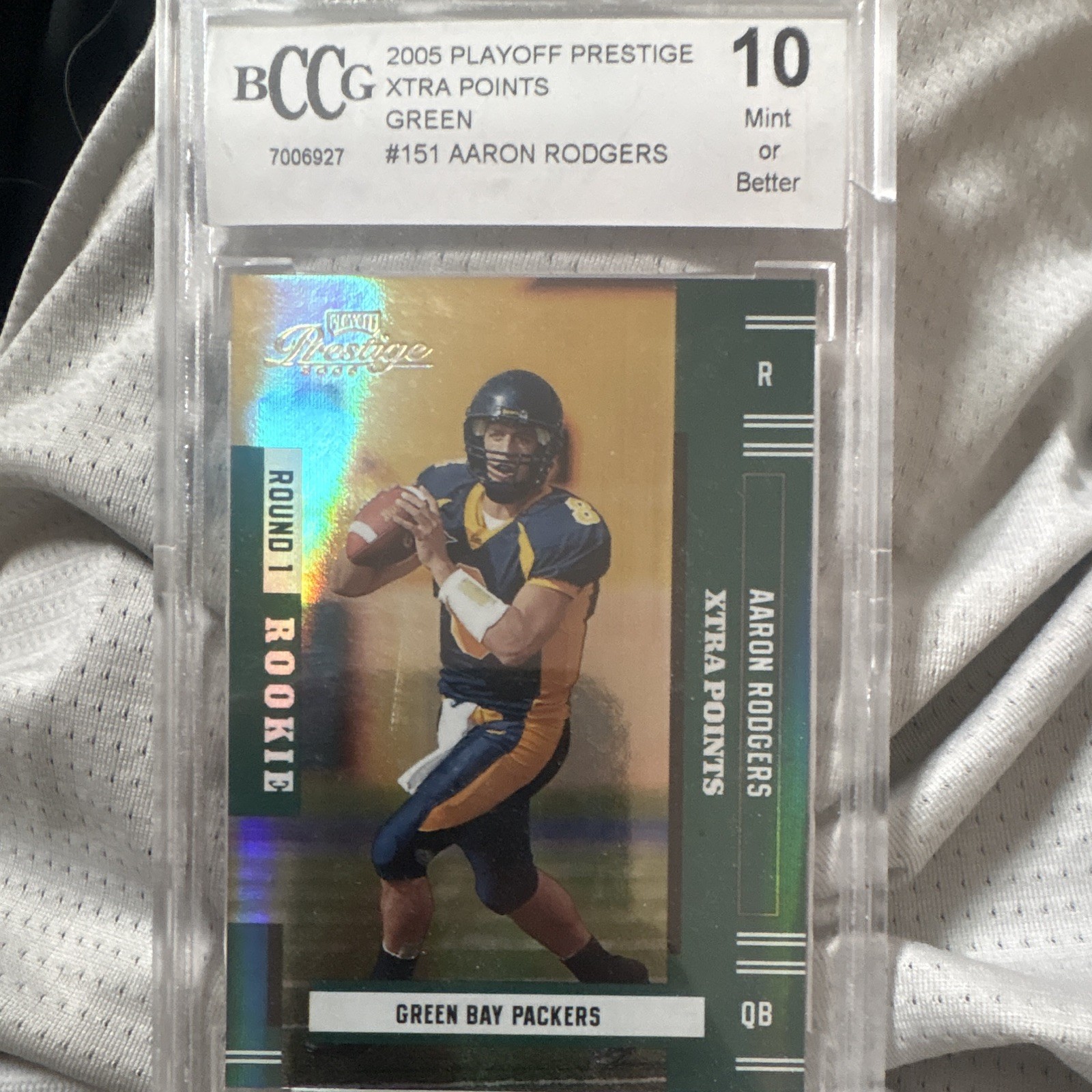 2005 Playoff Prestige Aaron Rodgers RC Xtra Points Green 49/50 BCCG 10