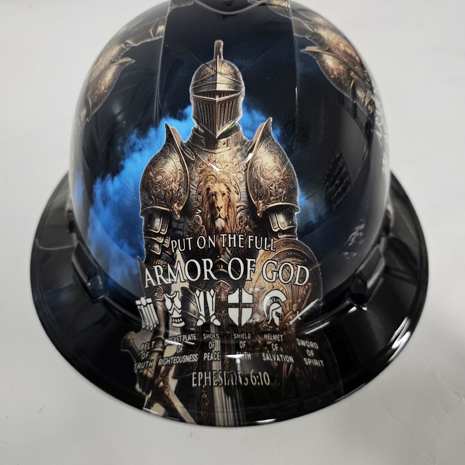 full brim hard hat custom hydro dipped IN THE FULL ARMOR OF GOD , RELIGOUS NEW full brim hard hat custom hydro dipped IN THE FULL ARMOR OF GOD , RELIGOUS NEW