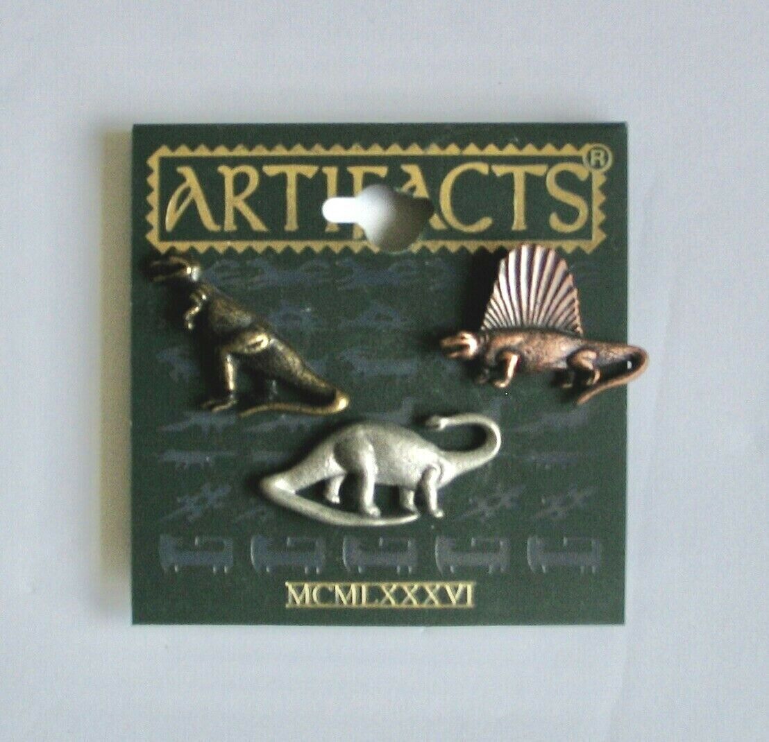 Vintage Dinosaurs Lapel Pins Tyrannosaurus Rex Brontosaurus Dimetrodonte Pin