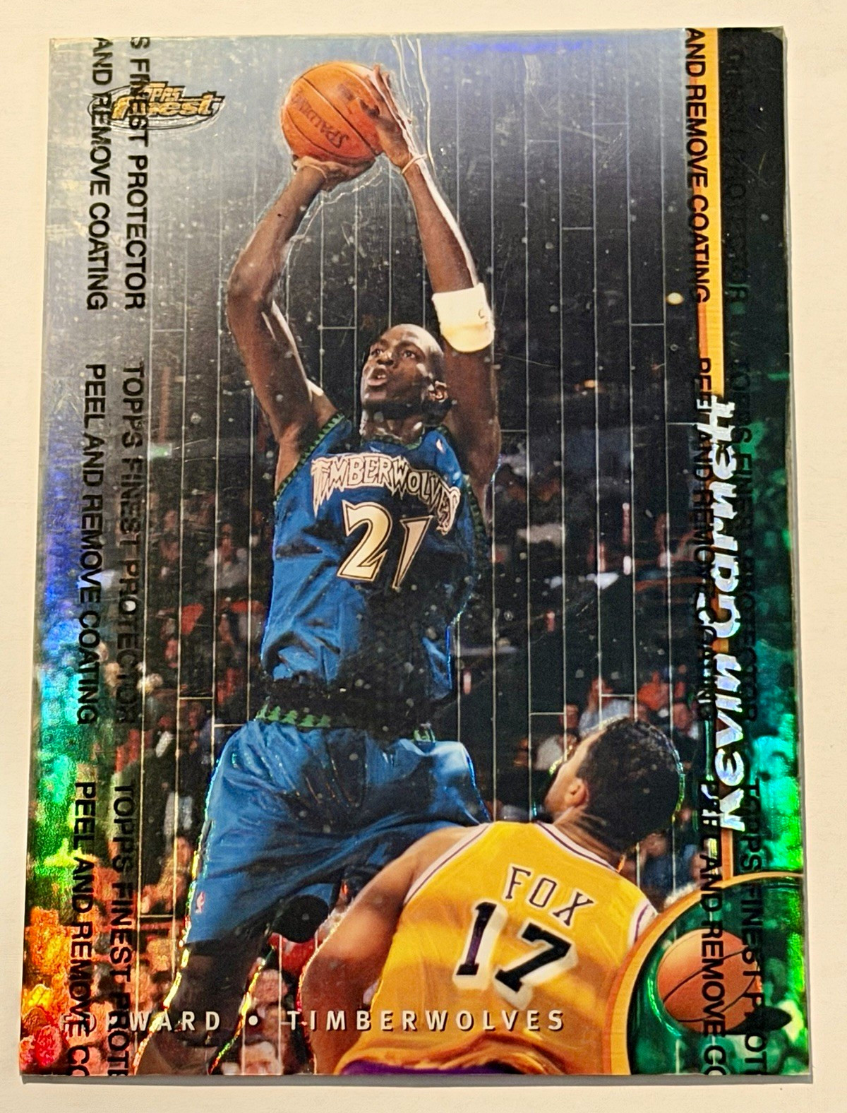 Kevin Garnett 1998 Topps Finest JUMBO Refractor #1 Finest Moment Timberwolves Kevin Garnett 1998 Topps Finest JUMBO Refractor #1 Finest Moment Timberwolves