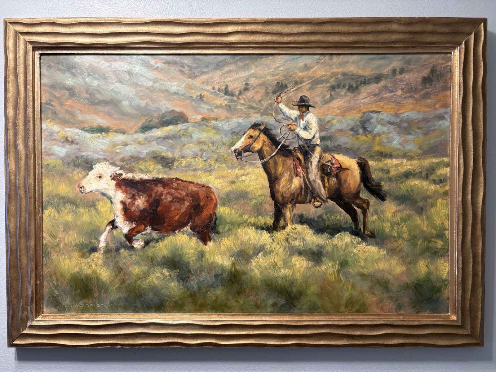 Western Oil Painting (Original) “Flush’n one out Western Oil Painting (Original) “Flush’n one out