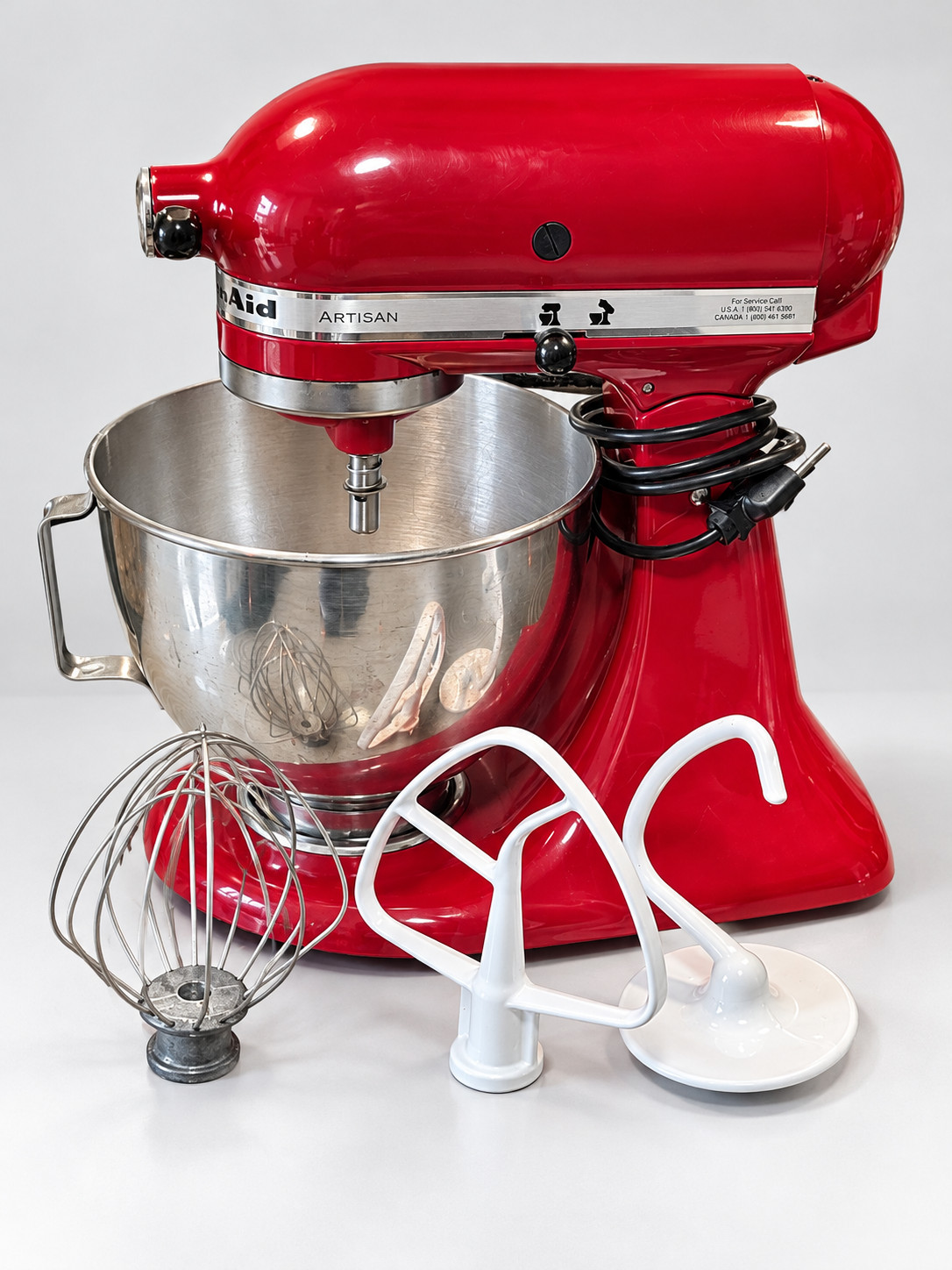 KitchenAid Artisan KSM150PSER 5 Qt Red Stand Mixer Serviced w/ Bowl & 3 Tools