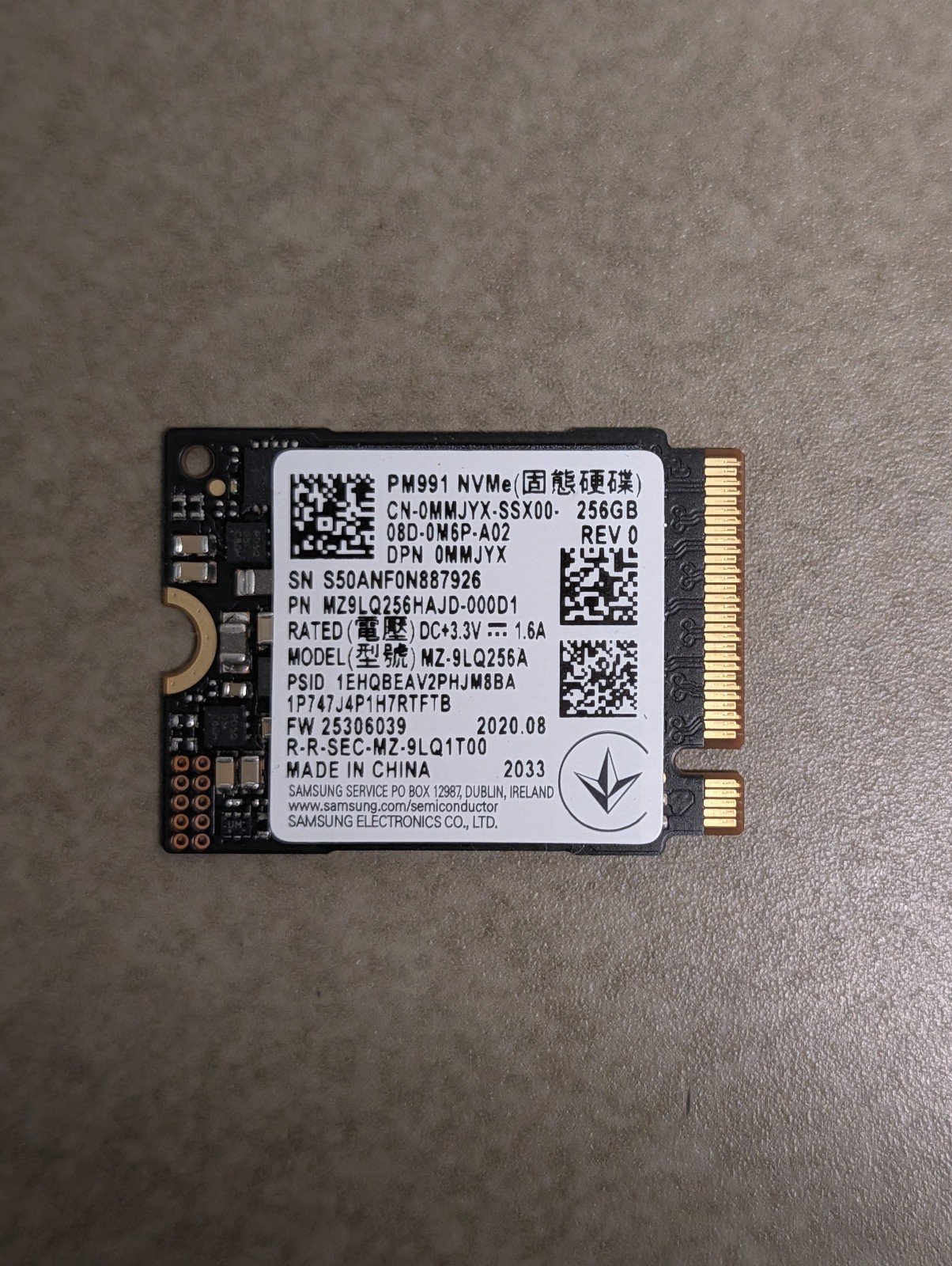 Samsung PM991 256GB, M.2 Internal SSD - MZ9LQ256HAJD-000D1