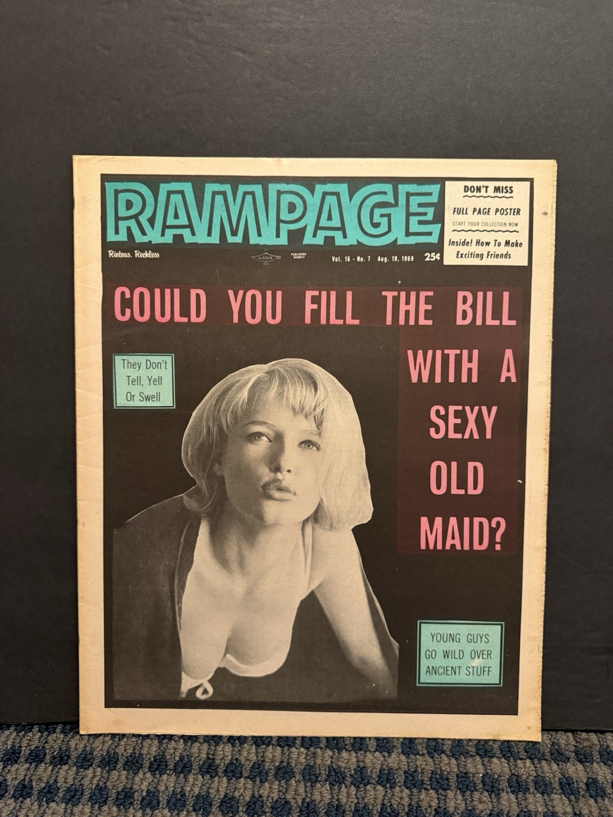 1969 Aug 10th RAMPAGE Newspaper, Sexy Old Maid, Full Page Centerfold (10V)-1