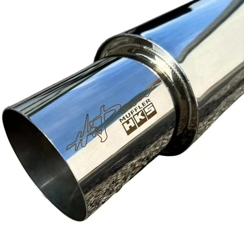 HKS OEM HI-POWER UNIVERSAL SINGLE EXHAUST MUFFLER Inlet 2.5 Outlet 4.0 Inches SS