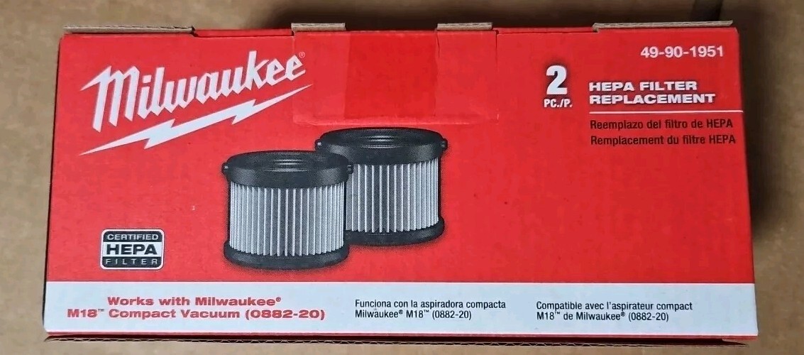 Milwaukee 49-90-1951 Replacement Filter for 0882-20 M18 COMPACT Vacuum 2 pk. Milwaukee 49-90-1951 Replacement Filter for 0882-20 M18 COMPACT Vacuum 2 pk.