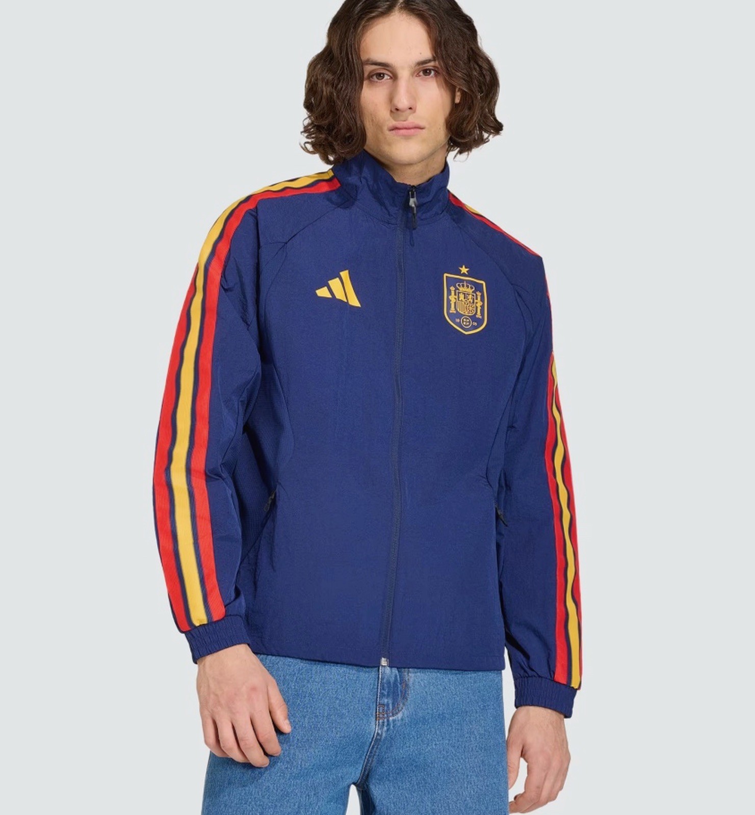 Adidas Spain Anthem Windbreaker Jacket Full Zip Blue JZ2253 Mens Size XL
