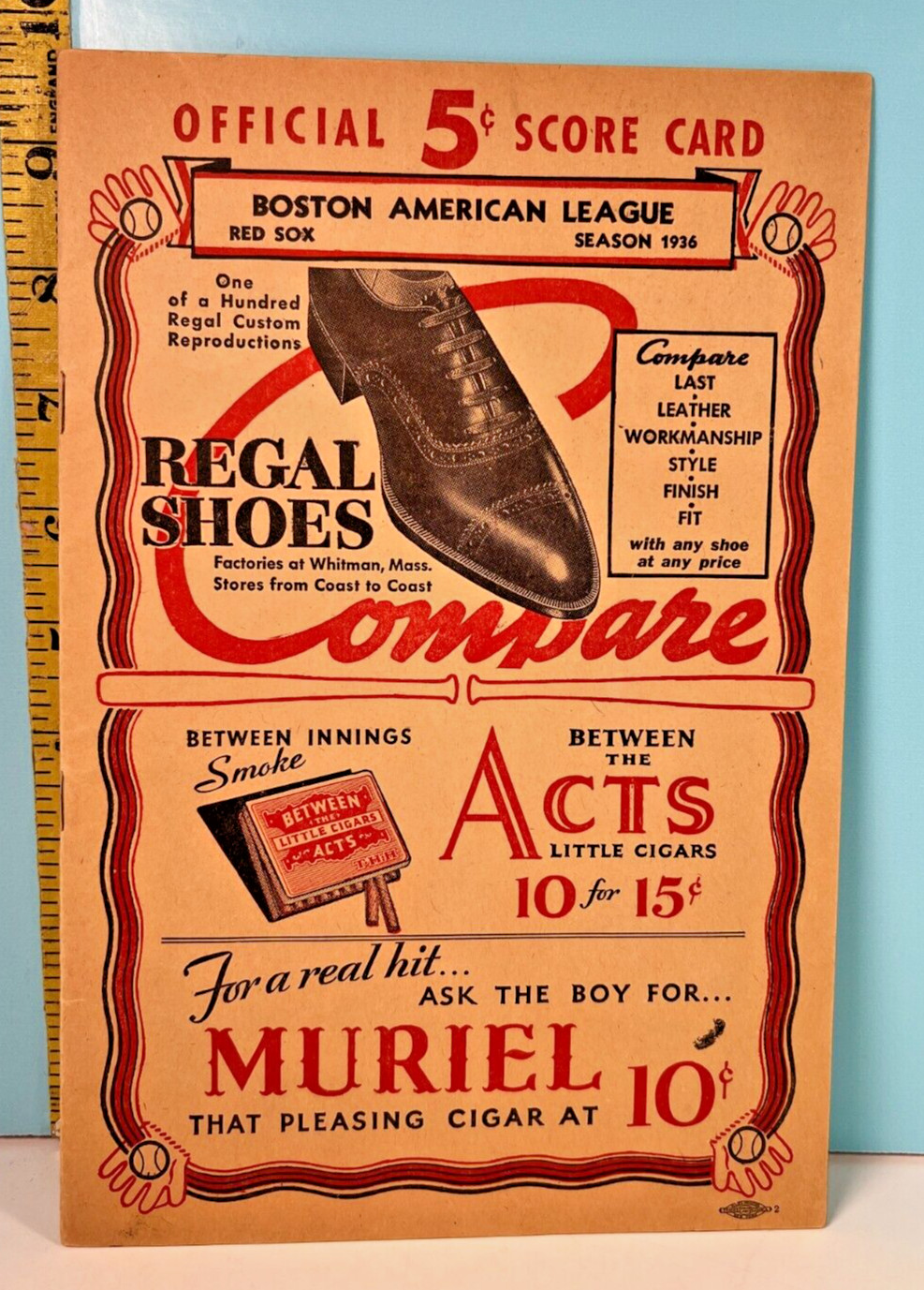 1936 Boston Red Sox v White Sox Program Foxx, Williams, Dickey Unscored (C)
