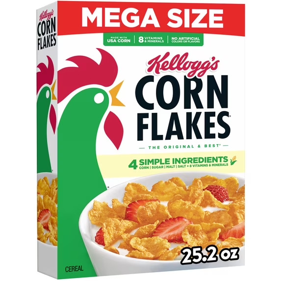 Kellogg\'s Corn Flakes Original Breakfast Cereal, 8 Vitamins and Minerals,25.2 oz