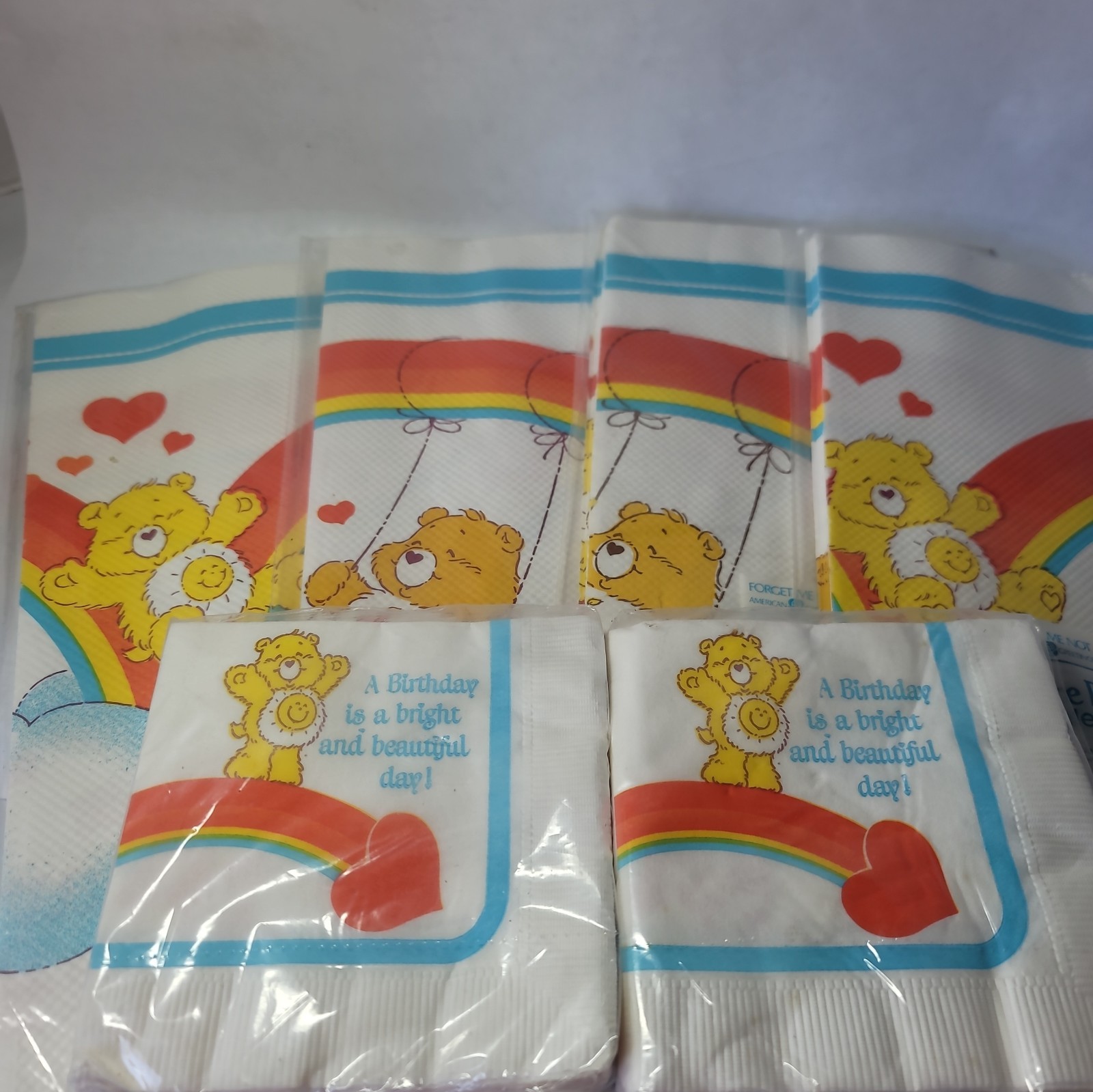 Vtg 1982 Funshine Care Bear 32 Napkins 4 Table Covers American Greetings Rainbow Vtg 1982 Funshine Care Bear 32 Napkins 4 Table Covers American Greetings Rainbow