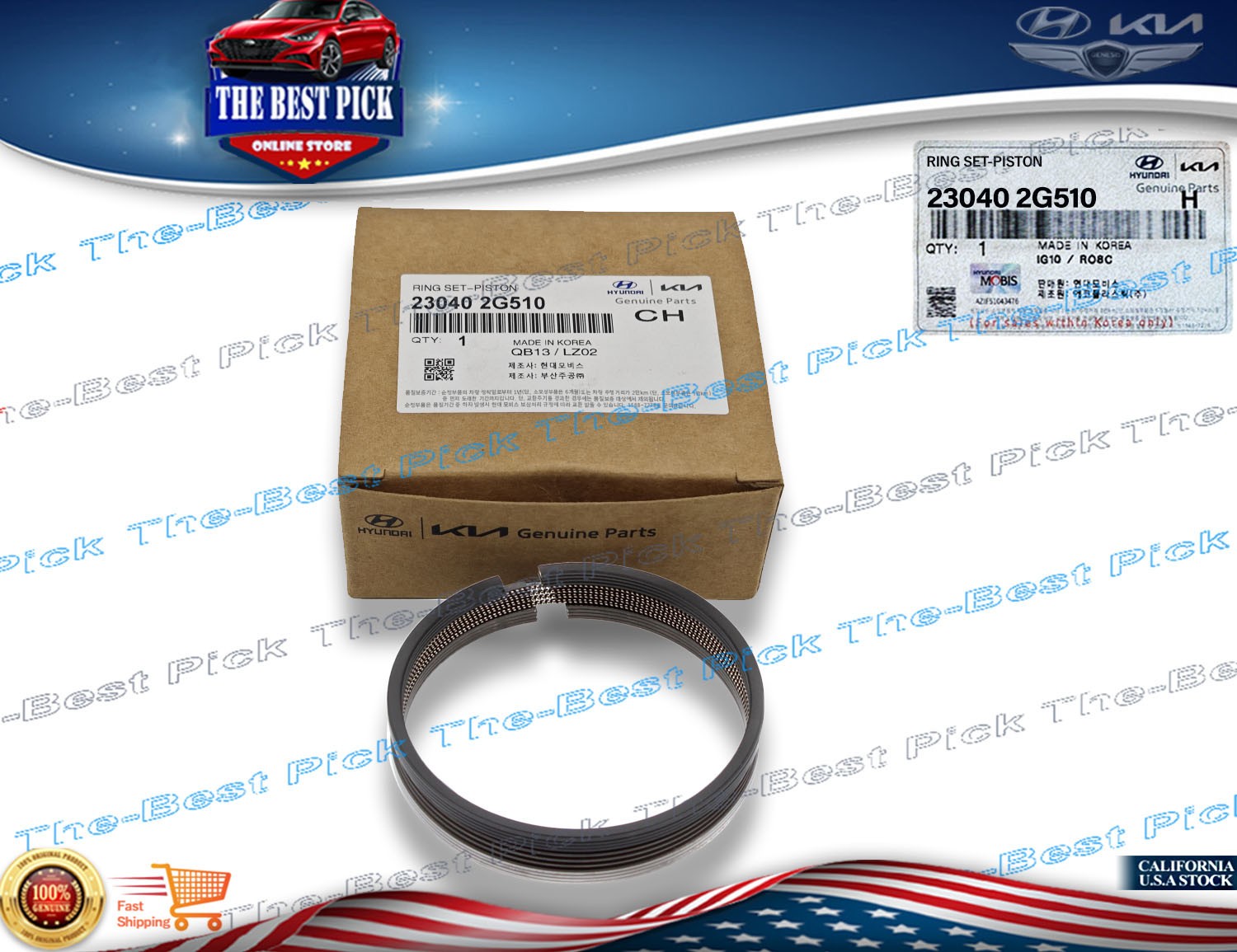 ⭐GENUINE⭐ OEM Piston Ring Set STD Size For 2010-17 Hyundai & Kia 2.4L 230402G510