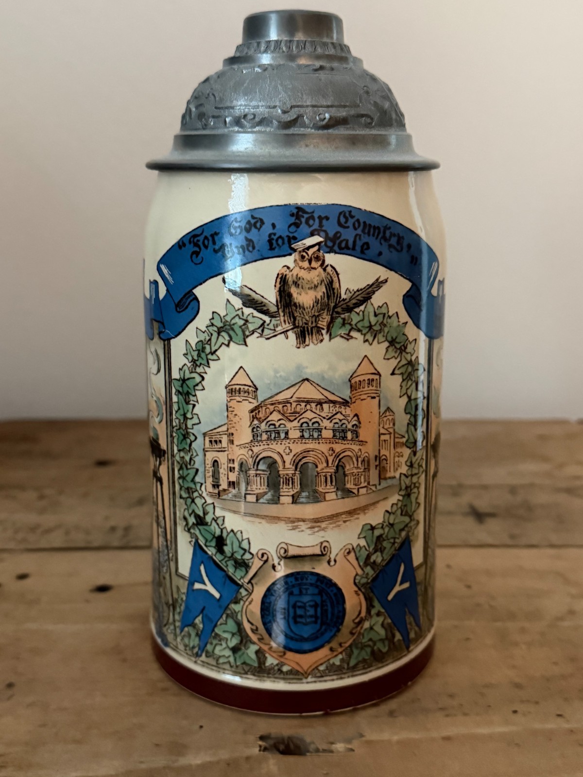 Yale University Mettlach Beer Stein Tankard - Mold 1909 - New Haven, Connecticut