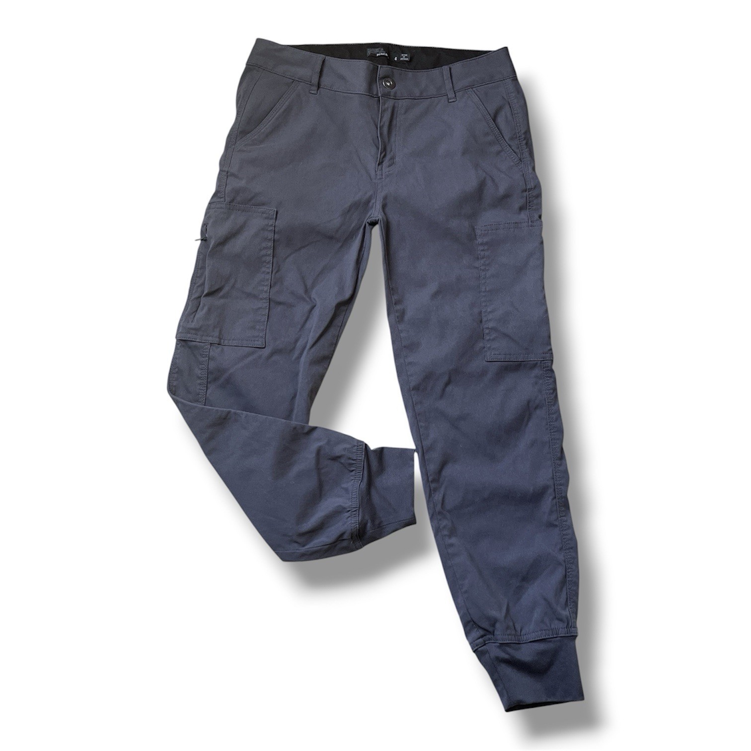 Prana women’s Halle II cropped midrise gray cargo joggers UPF 50 size 4