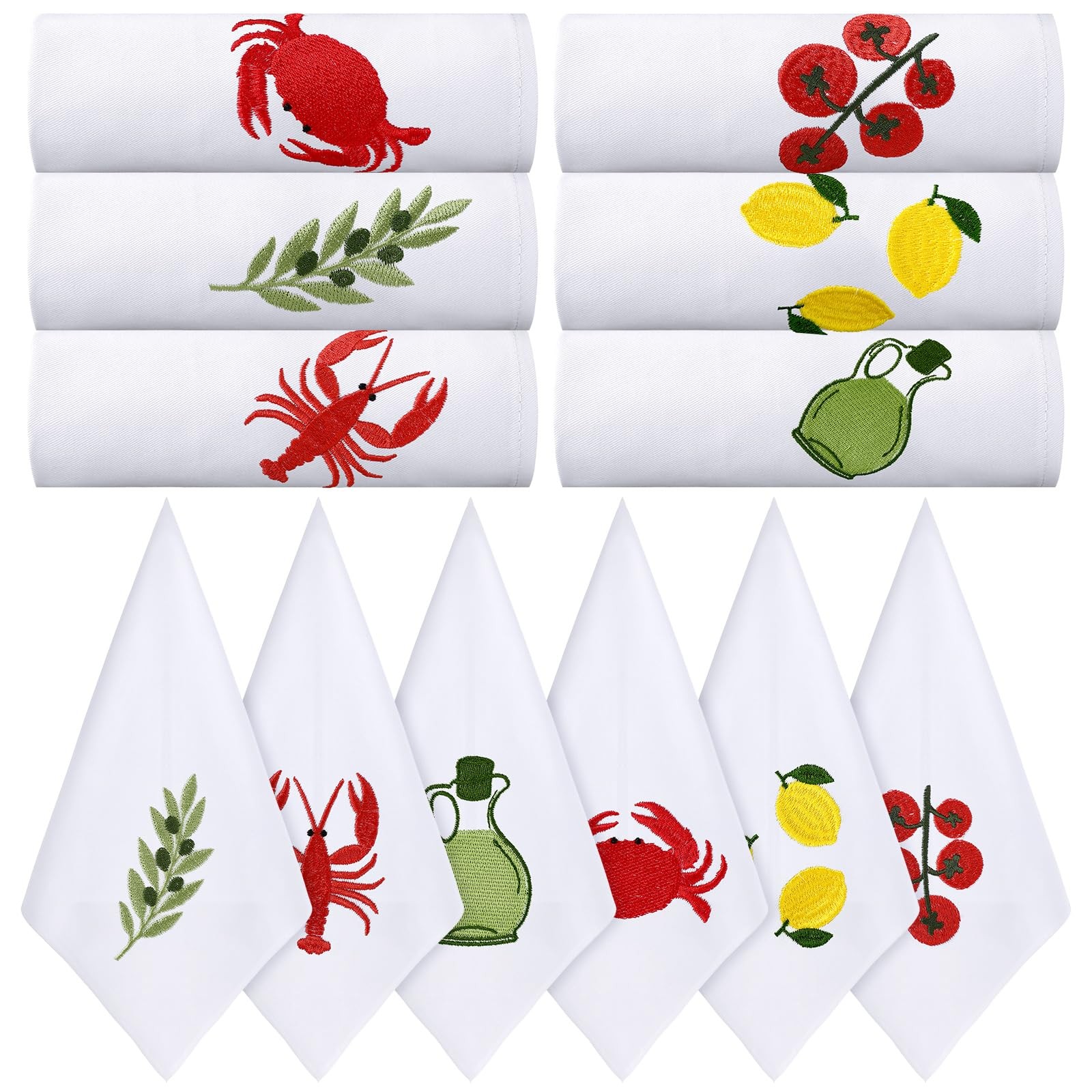 HunnmingRe 12 Pcs Italian Summer Cloth Napkins Bulk 100% Cotton, 17x17inch