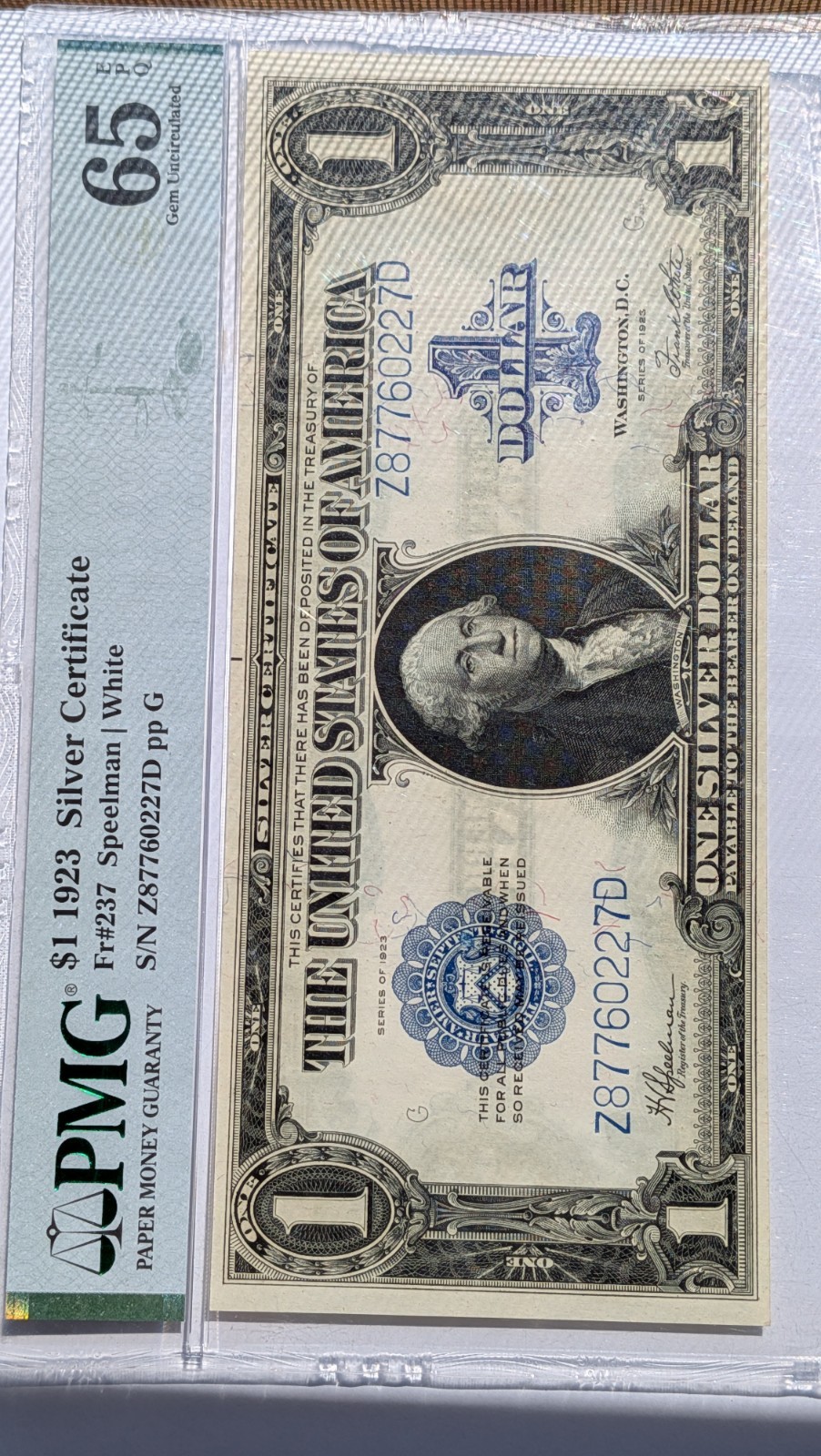 1923 $1 Silver Certificate Fr. 237-PMG GEM UNC 65 EPQ