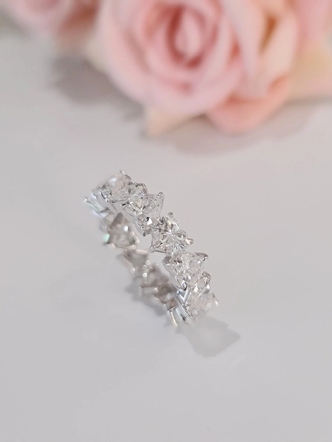 3.50 Ct Heart Shape Natural Diamond Bridal Wedding Band 950 Platinum Size 6 7 8