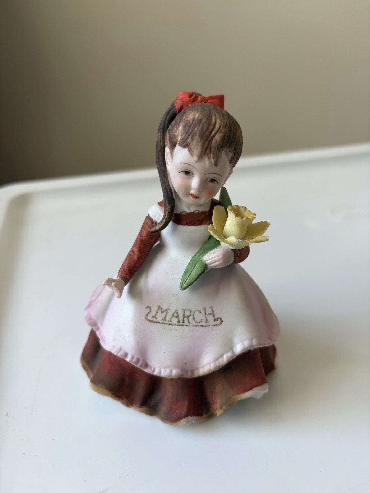 Vintage Lefton March Girl Figurine KW4200 Geo Z Lefton Japan Birthday Month
